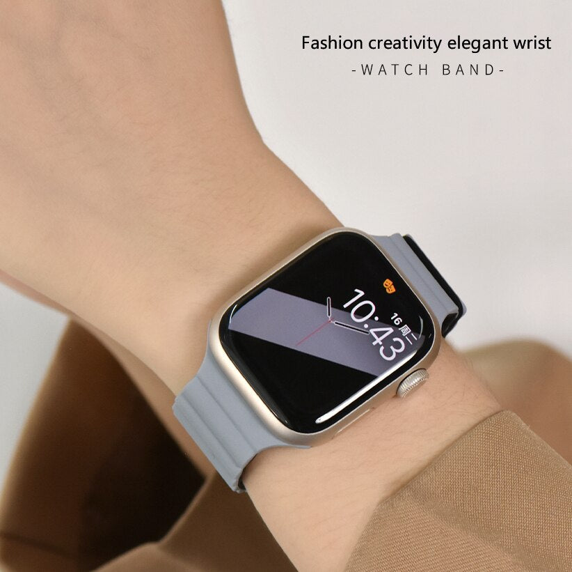 Silicone Loop Strap for Apple Watch 8 Ultra 7 6 SE 5 4 3 Magnetic Buckle Bracelets for iWatch Band 49mm 42/44/45mm 38/40/41mm