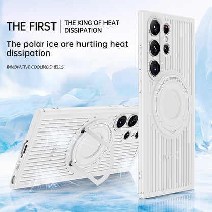 Samsung S23 Ultra Case Skeleton Cooling With Stand Shockproof Fingerprint Resistant Magnetic Phone Cover For Galaxy S23plus