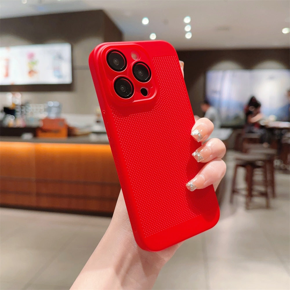 Luxury Heat Radiation Ultra Thin PC Case for iPhone 11 12 13 14 Pro Max 14 7 8 Plus Xr Xs Max X 7 8 SE 2 3 Glass Lens Flim Cover