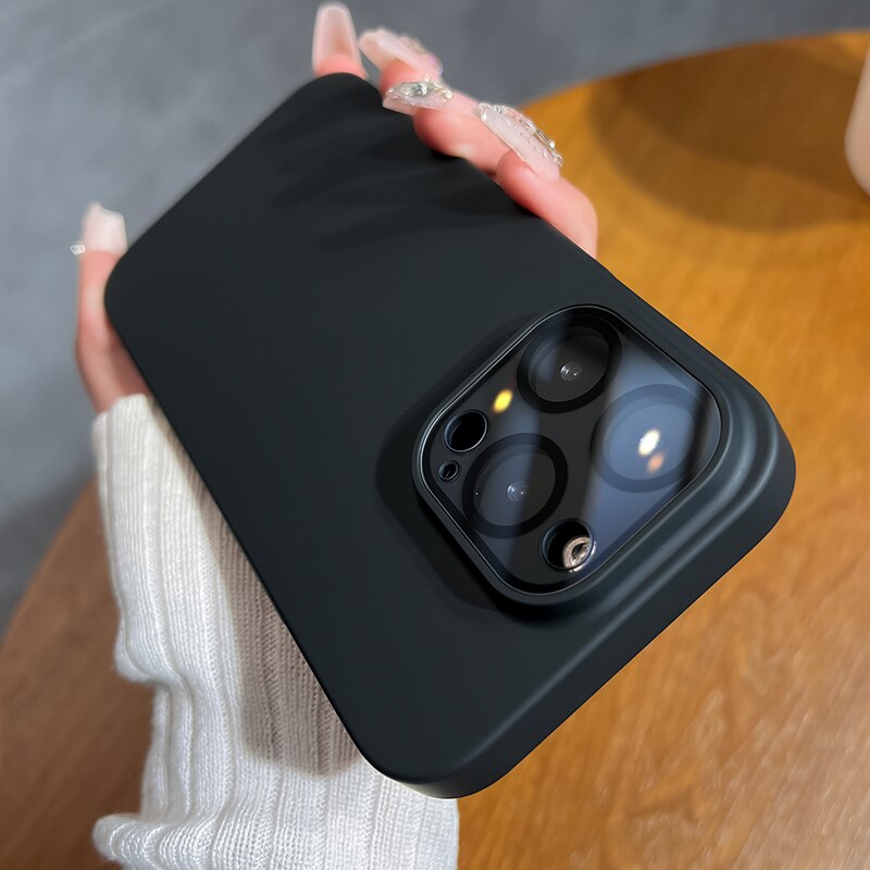 Luxury Camera Lens Glass Full Protection Phone Case For iPhone 12 13 14 Pro Max Shockproof Matte Hard PC Cellphone Funda Cover