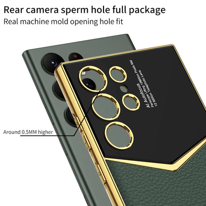 Luxury Leather Soft TPU Plating Case For Samsung Galaxy S23 Ultra All Inclusive Shockproof Protective Back Cover