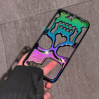 Aurora Laser 3D Hollow Skull Callous Phone Case For iphone 14 Pro Max 13 12 11 Cover Heat Dissipation Breathable Shockproof Case