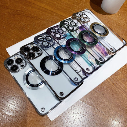 Clear Frameless Plating Logo Hole Clear Case for iPhone 14 13 12 Pro Max 14 Plus Shockproof Camera Protection Hard PC Back Cover