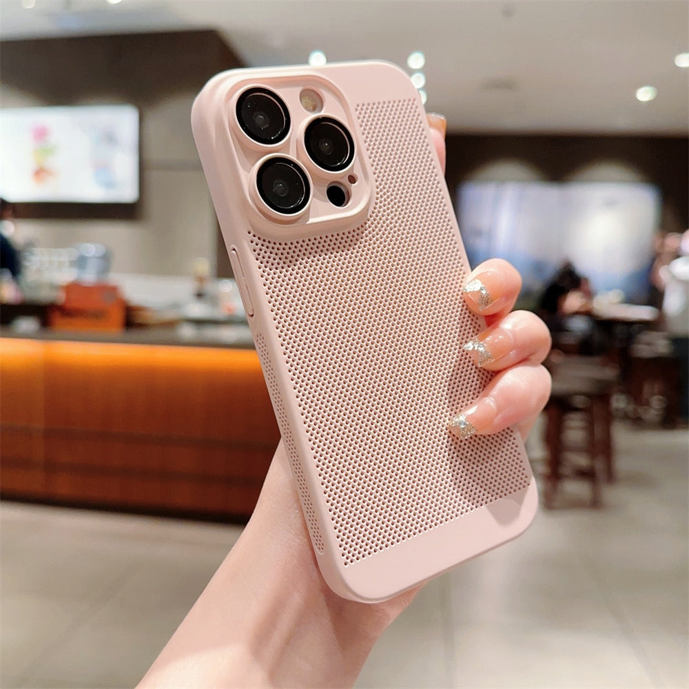 Luxury Heat Radiation Ultra Thin PC Case for iPhone 11 12 13 14 Pro Max 14 7 8 Plus Xr Xs Max X 7 8 SE 2 3 Glass Lens Flim Cover