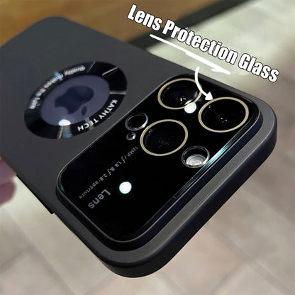 Lens Protection Integrated Magnetic Phone Case for iPhone 13ProMax 12 14 Pro Max Plus Fashion Logo Hole Magsafing PC Hard Cover