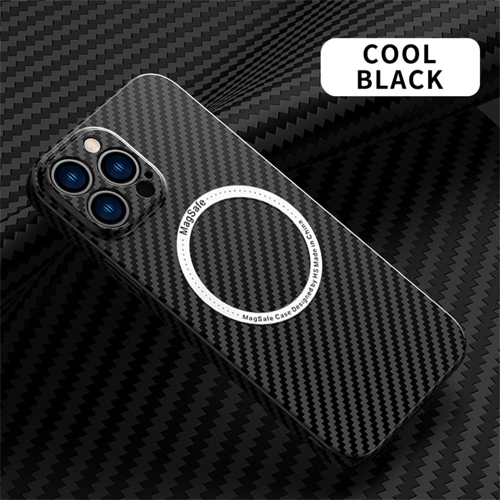For iPhone 13 Magsafe Case Buesiness Carbon Fiber Slim Matte Hard Magnetic Phone Cases for iPhone 11 12 13 Pro Max 14 Pro Plus