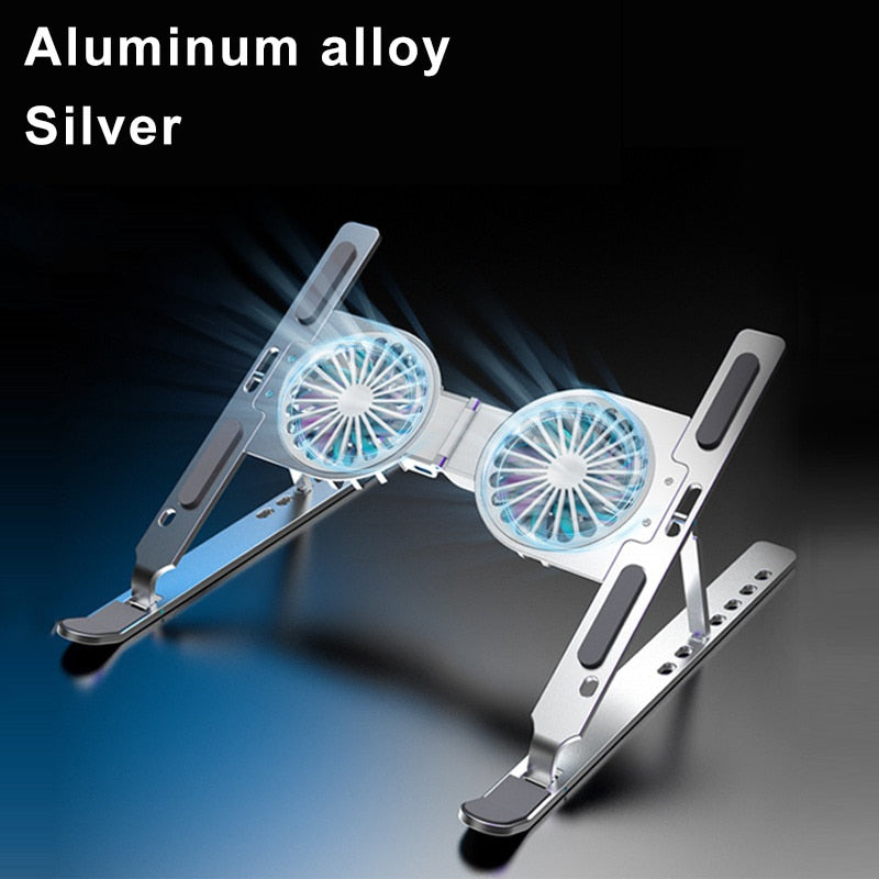 Aluminum 17inch Gaming Laptop Cooler 2 Fan Foldable Laptop Cooling Pad Notebook Stand Bracket Holder For Macbook Air Pro iPad
