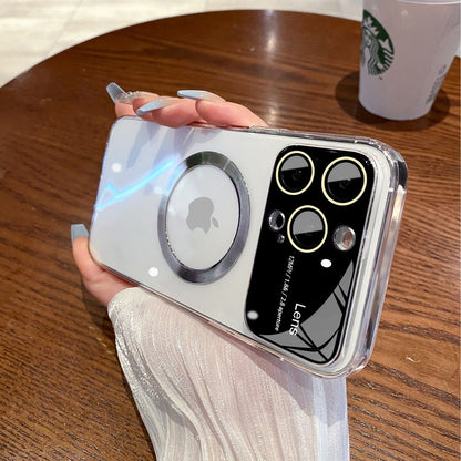 Luxury Plating Transparent Acrylic Magsafe Case for iPhone 12 13 14 Pro Max 14 Plus Full Camera Protection Hard Shockproof Cover