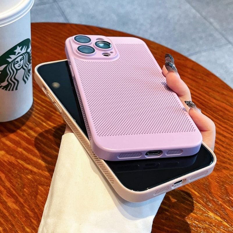 Luxury Heat Radiation Ultra Thin PC Case for iPhone 11 12 13 14 Pro Max 14 7 8 Plus Xr Xs Max X 7 8 SE 2 3 Glass Lens Flim Cover