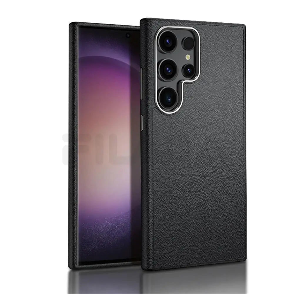 Original eather Magsaf Case Metal Ring Metal battan S24Ultra Cover.