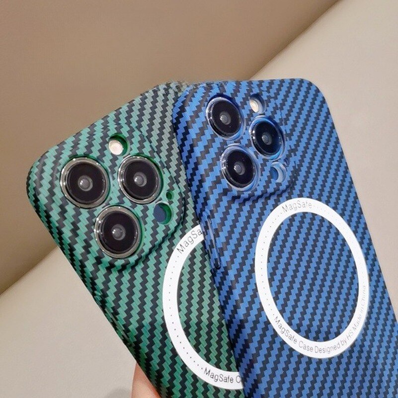 For iPhone 13 Magsafe Case Buesiness Carbon Fiber Slim Matte Hard Magnetic Phone Cases for iPhone 11 12 13 Pro Max 14 Pro Plus