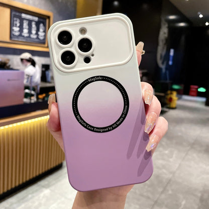 New iPhone 15 Large Window Concept Magnetic Case Suitable for iPhone 11 13 14 Pro Max 14Plus Gradient Color Silicone Soft Case