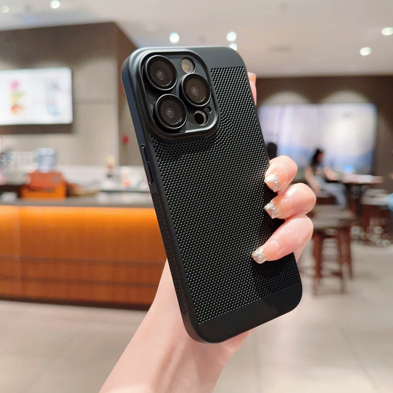 Candy Colors Summer Breathable Mesh Heat Dissipation For iPhone 14 13 12 11 Pro Max Soft Silicone Camera Lens Protector Cover