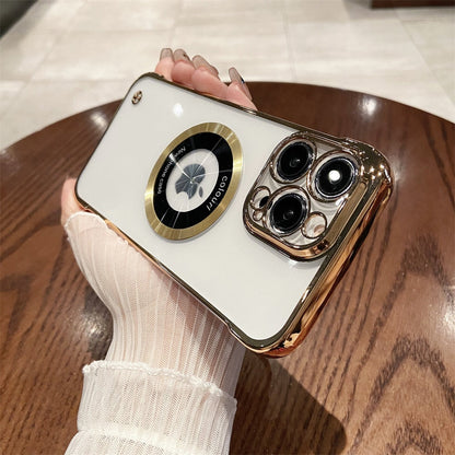 Alloy Frameless Magnetic Charging Phone Case for iPhone 14 ProMax Pro Plus 12 13 Pro Max Magsafing Logo Hole Clear Acrylic Cover