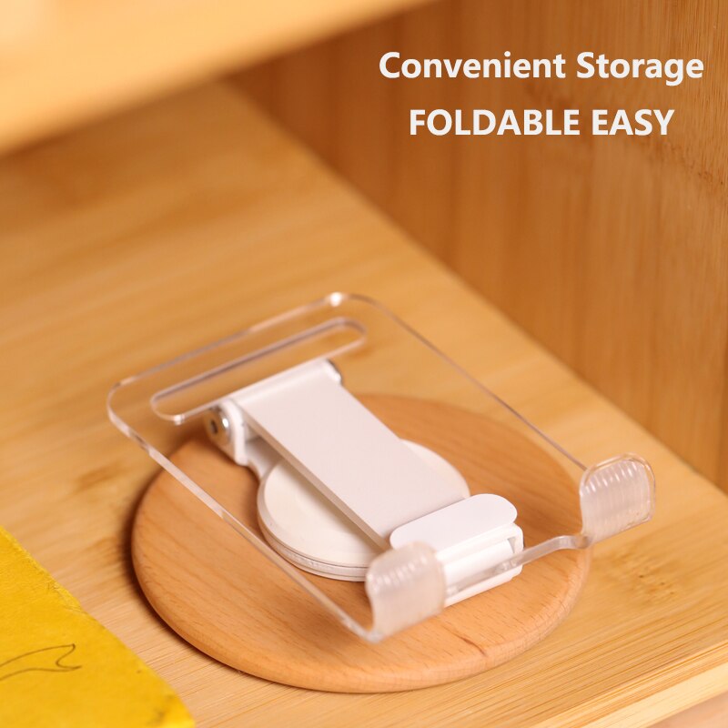 Foldable Tablet Mobile Phone Desktop Acrylic Stand For iPad iPhone Samsung Desk Holder Adjustable Wood Bracket Smartphone Stands