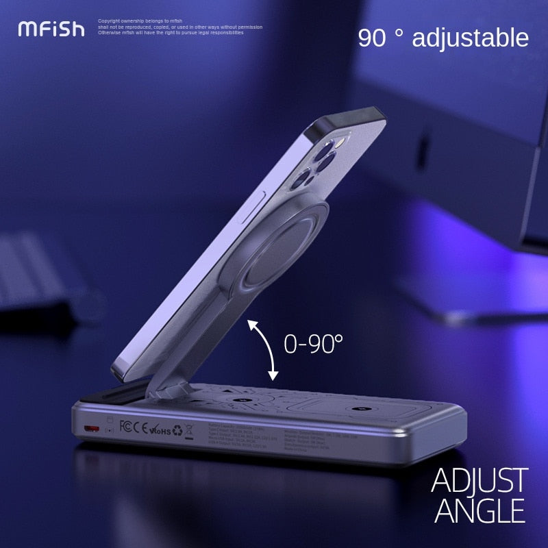 Beast 5-in-1 Wireless Magnetic Charging Station Portable 10,000 mAh Multi-function Mobile Power Bank