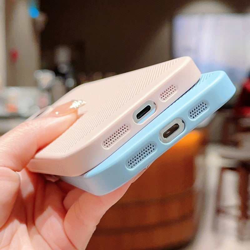 Candy Colors Summer Breathable Mesh Heat Dissipation For iPhone 14 13 12 11 Pro Max Soft Silicone Camera Lens Protector Cover