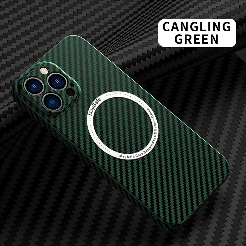For iPhone 13 Magsafe Case Buesiness Carbon Fiber Slim Matte Hard Magnetic Phone Cases for iPhone 11 12 13 Pro Max 14 Pro Plus