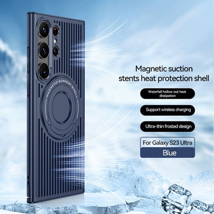 Samsung S23 Ultra Case Skeleton Cooling With Stand Shockproof Fingerprint Resistant Magnetic Phone Cover For Galaxy S23plus