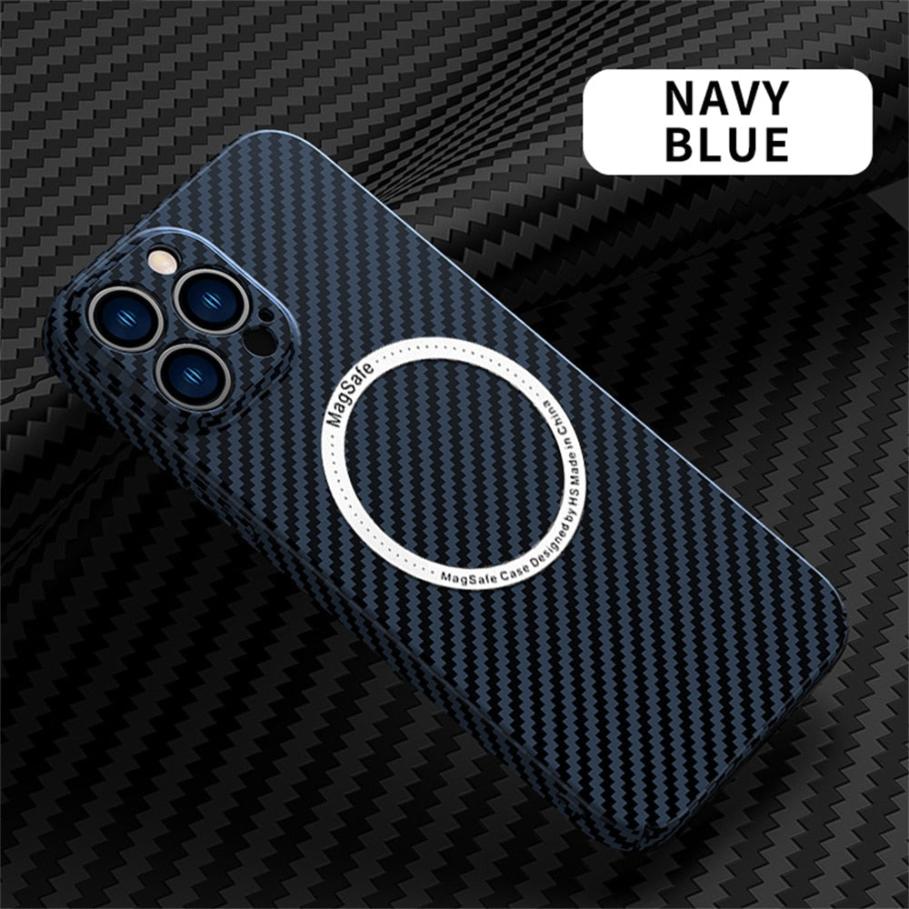 For iPhone 13 Magsafe Case Buesiness Carbon Fiber Slim Matte Hard Magnetic Phone Cases for iPhone 11 12 13 Pro Max 14 Pro Plus