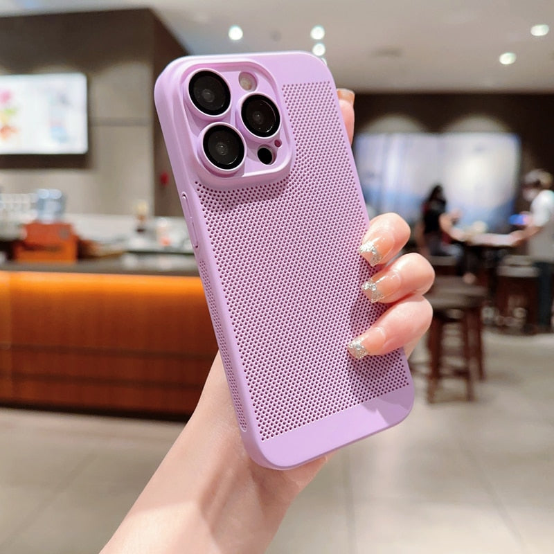 Candy Colors Summer Breathable Mesh Heat Dissipation For iPhone 14 13 12 11 Pro Max Soft Silicone Camera Lens Protector Cover