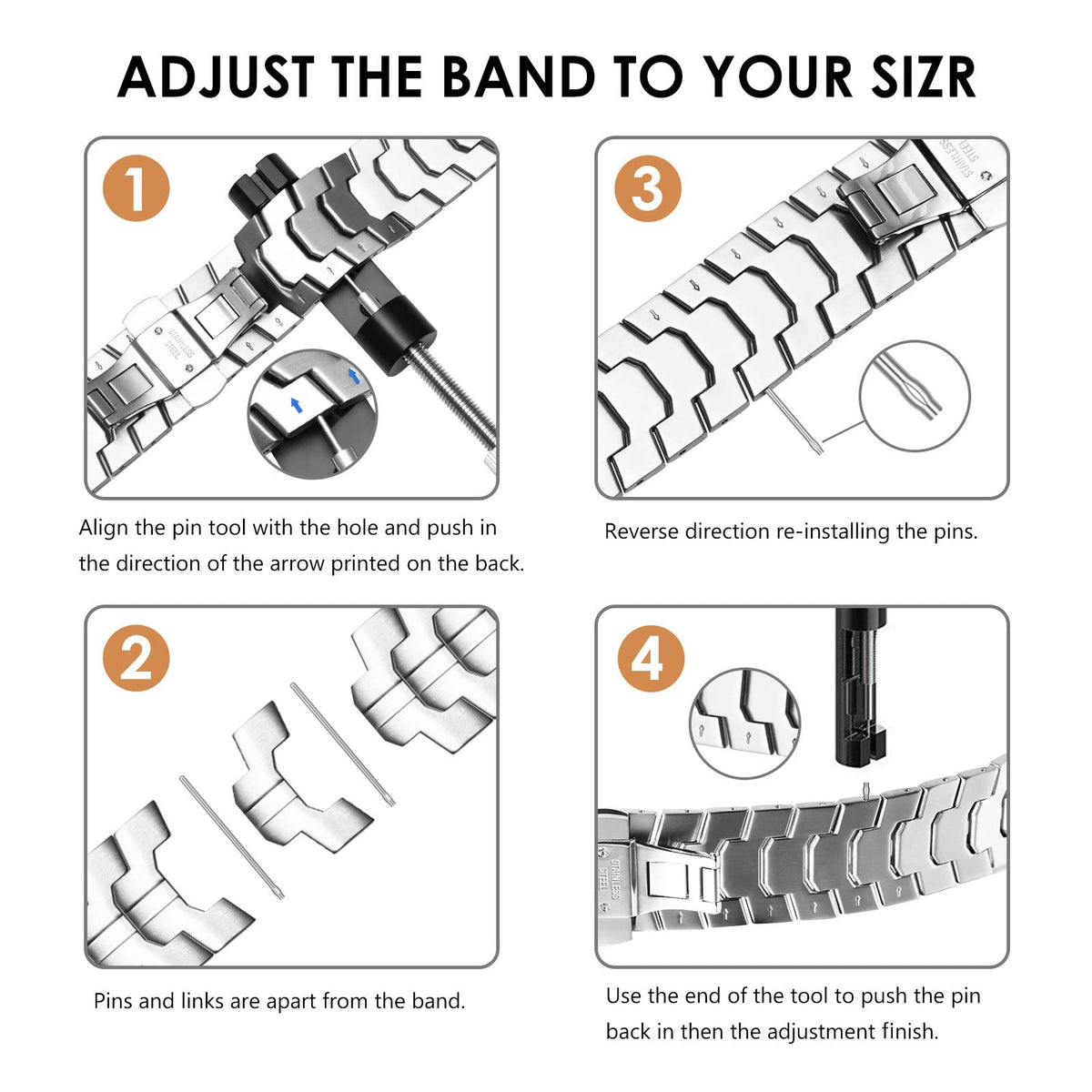 YAYUU Stainless Steel Band for Apple Watch Ultra Band 49mm 45mm 44mm, Metal Strap for Apple Watch Series 8 7 6 5 4 SE