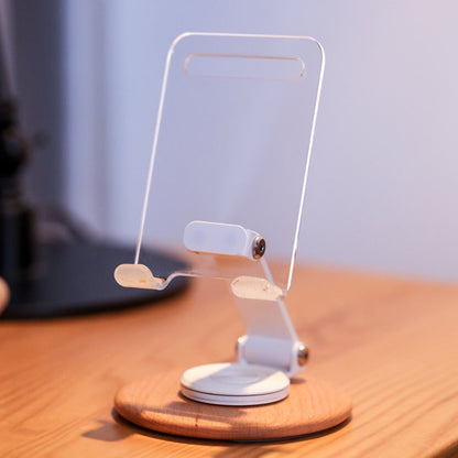 Foldable Tablet Mobile Phone Desktop Acrylic Stand For iPad iPhone Samsung Desk Holder Adjustable Wood Bracket Smartphone Stands