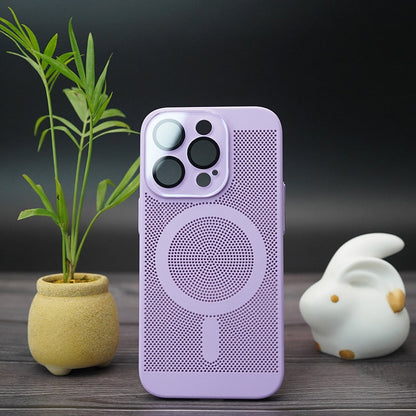 New Magnetic Perforated Back Phone Case For IPhone 14 13 12 11 Pro Max Plus With Lens Protect Heat Dissipation Cover For Magsafe