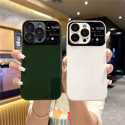 Liquid Metal Paint Large Window AG Glass Version Phone Case For IPhone 11 12 13 14 Pro Max Plus With Lens Protection Cover