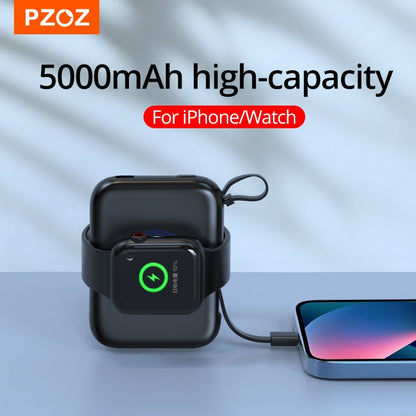 PZOZ Magnetic Mini Power Bank 5000mAh For Apple Watch Wireless Charger Portable Fast Charging For iPhone iWatch Series PowerBank