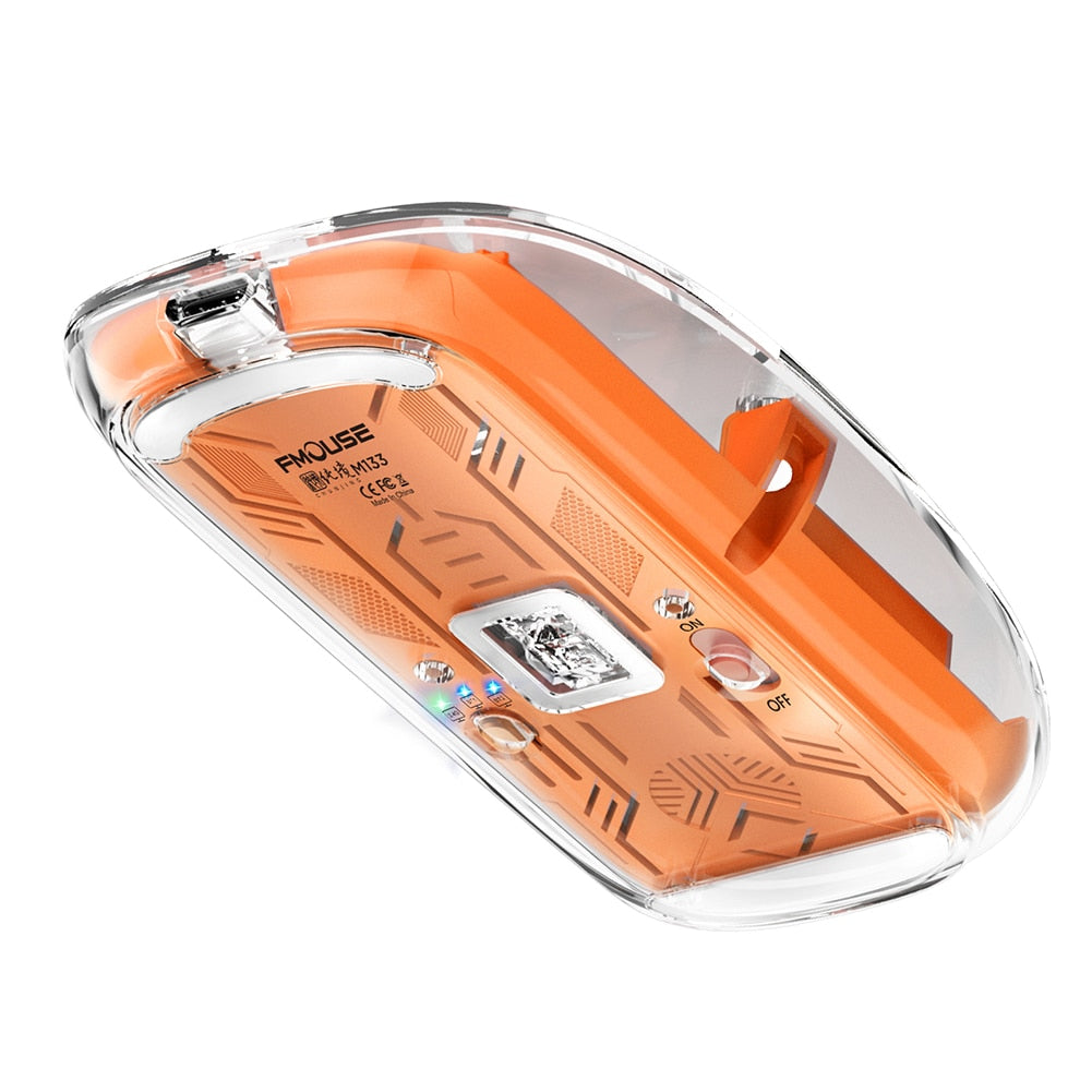 Transparent Office Mouse Bluetooth-Compatible Wireless Mouse with RGB Light Mechanical Mouse Type-C Charging for Desktop Gaming