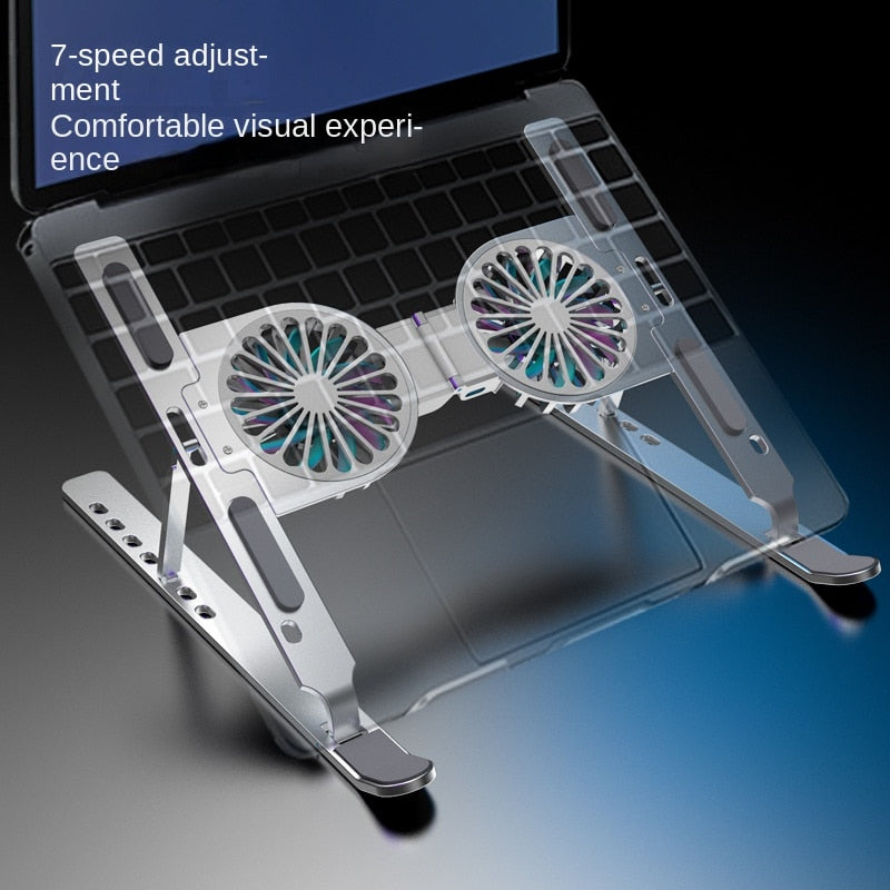 Aluminum 17inch Gaming Laptop Cooler 2 Fan Foldable Laptop Cooling Pad Notebook Stand Bracket Holder For Macbook Air Pro iPad