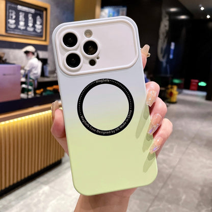 New iPhone 15 Large Window Concept Magnetic Case Suitable for iPhone 11 13 14 Pro Max 14Plus Gradient Color Silicone Soft Case