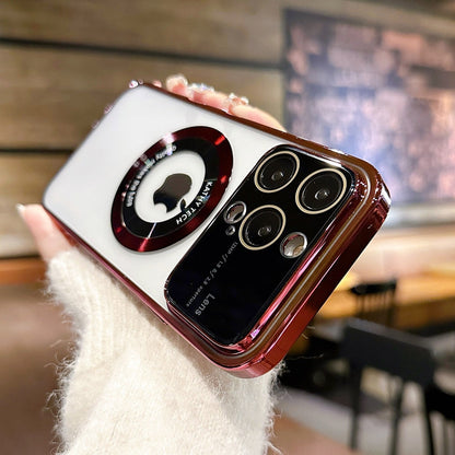 Window Plating Color Purple Blue Black Magnetic Wireless Charging PC Shockproof  Phone Cover For IPhone 12Pro 13 14 Pro Max Case