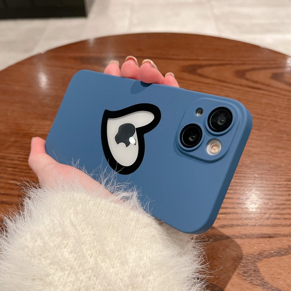 Luxury Heart Logo Hole Phone Case For iPhone 14 Pro Max 14 Plus 13 12 11 Shockroof PC Hard Cover For iPhone 13 With Lens Film