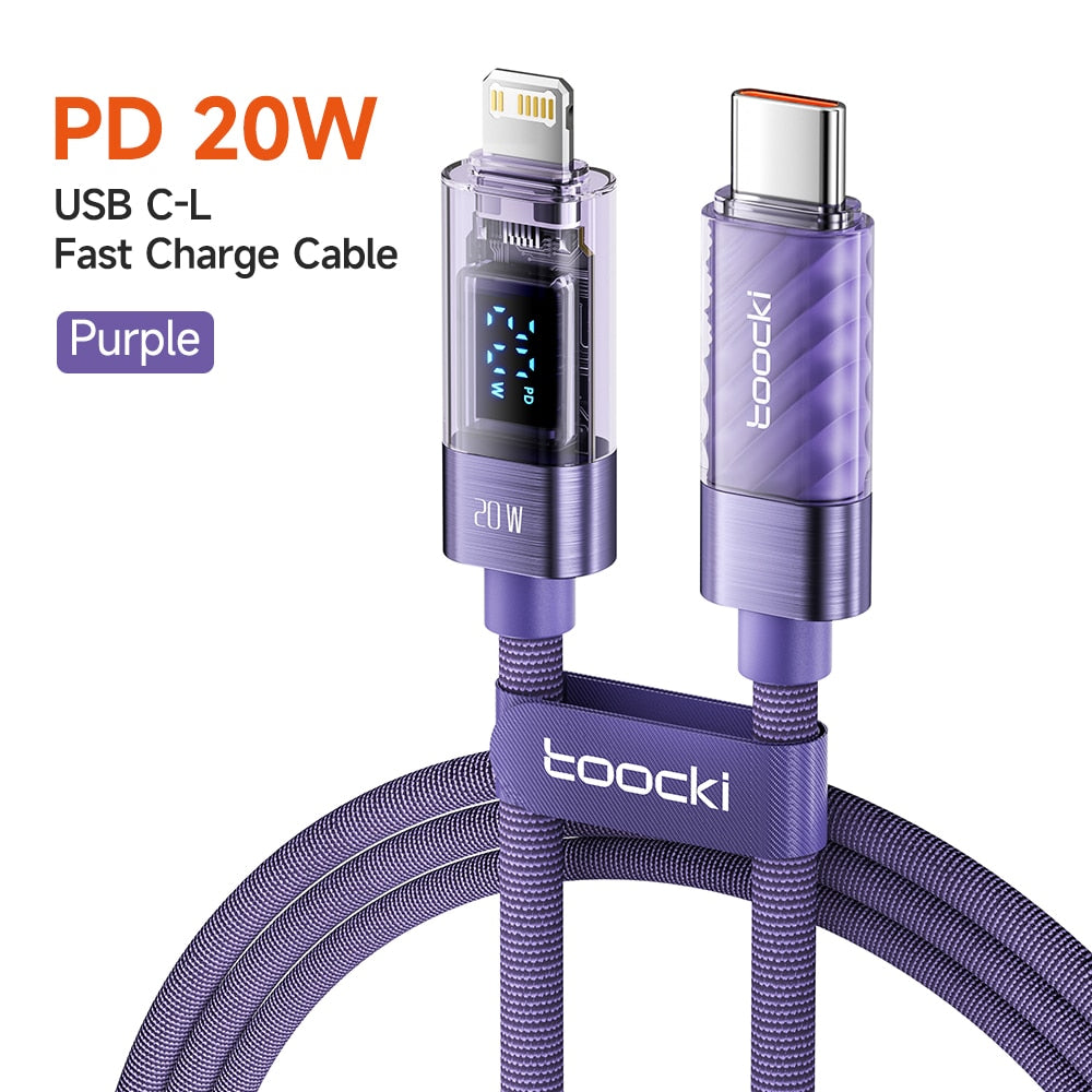 Toocki USB Cable For iPhone 14 13 12 mini 11 Pro Max Xs Xr X 8 Lighting Fast Charge Charger Date Cable For iPad Wire Cord
