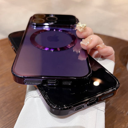 Luxury Plating Transparent Acrylic Magsafe Case for iPhone 12 13 14 Pro Max 14 Plus Full Camera Protection Hard Shockproof Cover