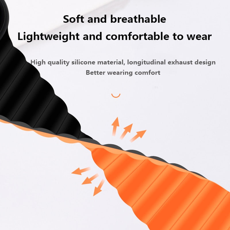 Silicone Loop Strap for Apple Watch 8 Ultra 7 6 SE 5 4 3 Magnetic Buckle Bracelets for iWatch Band 49mm 42/44/45mm 38/40/41mm