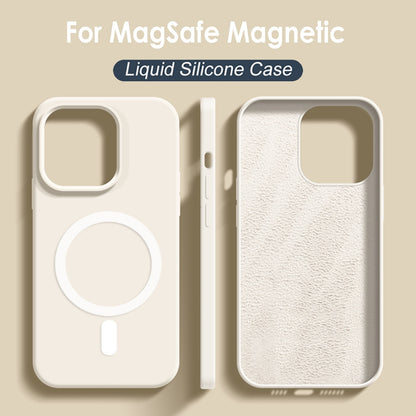 For Mag safe Magnetic Wireless Charger Case For iPhone 14 12 11 13 Pro Max Cover Funda Capa Korea Liquid Silicone Case 13 14 Pro