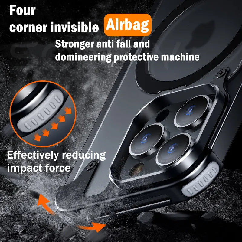 Magnetic Metal Bumper Case For iPhone 15 14 13 Pro Max Cover Magsafe Aluminum Frame Shockproof Cover For iPone 15 Pro Magsafing