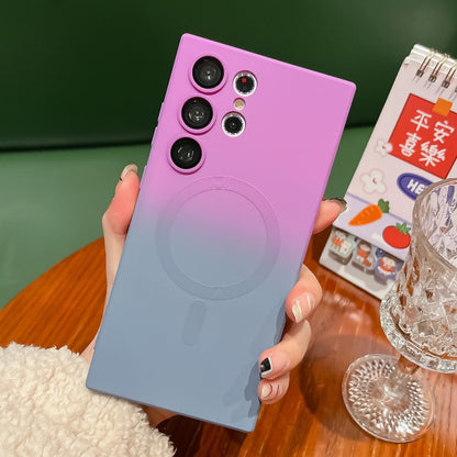 Suitable for Samsung S23ultra Magnetic Mobile Phone Case S21 Two-color Gradient S22ultra Lens Film Drop-proof Protective Cover