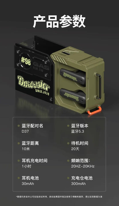 Elephant Trunk Co-branded Big Monster DMOOSTER #98 Oil Barrel Bluetooth Headset D37 Wireless Sports Model For Running