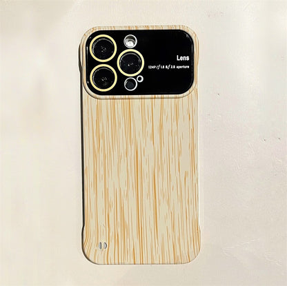 Luxury Frameless for Wood Grain Magnetic Phone Case for iPhone 14 ProMax 12 13 Pro Max Shockproof Lens Protection Slim PC Cover