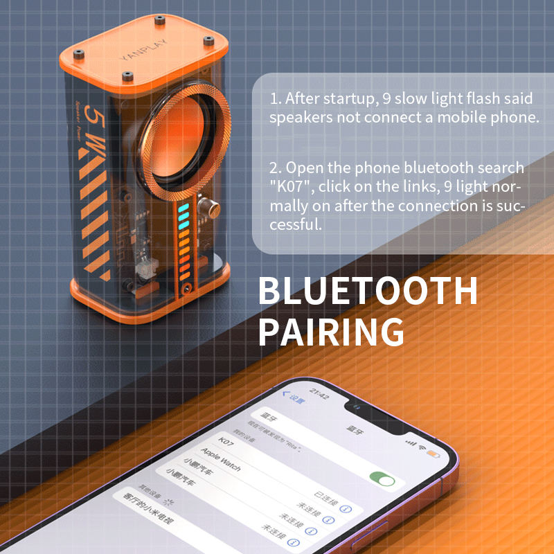 Transparent mecha wireless bluetooth speaker sound light rhythm subwoofer TWS stereo Cyberpunk music center hands-free call