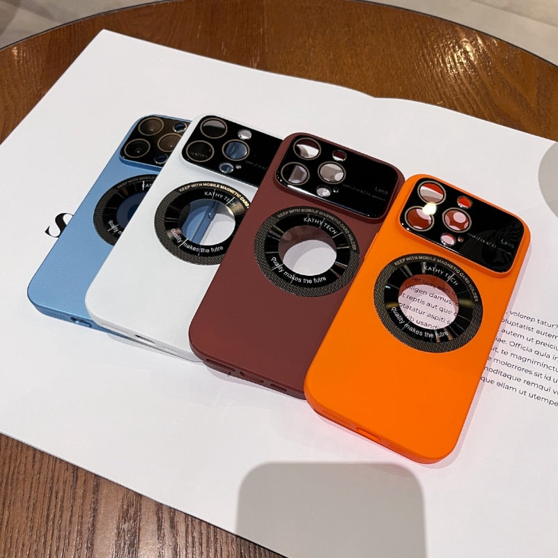 Luxury Slim Matte PC Magsafe Case for iPhone 12 Pro Max 13 Pro 14Pro 14 Pro Max Plus Lens Protector Logo Hole Ultra Thin Cover