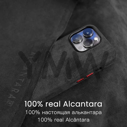 Magnetic ALCANTARA Case for iPhone 15 Pro Max 14 13 12 mini Luxury Artificial Leather Supercar Suede Phone Cases Cover