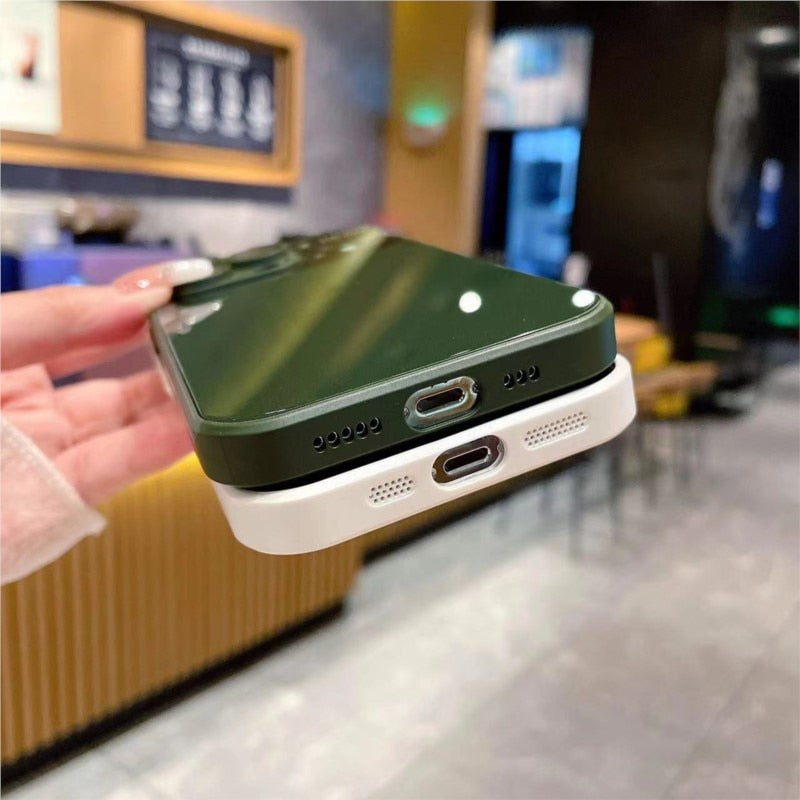 Liquid Metal Paint Large Window AG Glass Version Phone Case For IPhone 11 12 13 14 Pro Max Plus With Lens Protection Cover