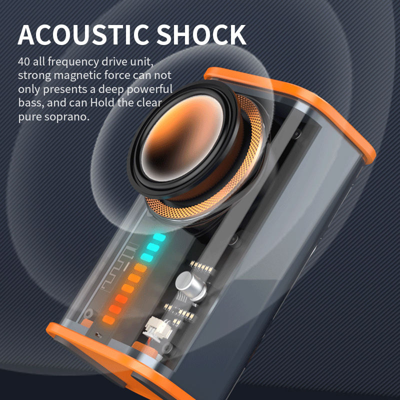 Transparent mecha wireless bluetooth speaker sound light rhythm subwoofer TWS stereo Cyberpunk music center hands-free call