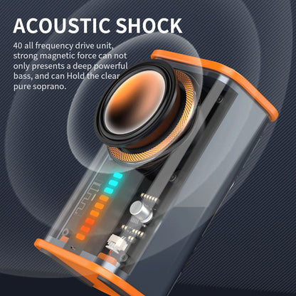 Transparent mecha wireless bluetooth speaker sound light rhythm subwoofer TWS stereo Cyberpunk music center hands-free call