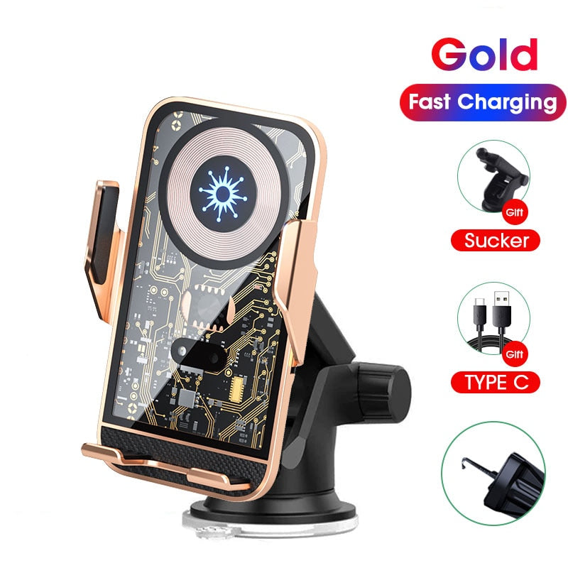 Wireless Charger 15W Fast Charge Car Holder for IPhone 14 13 12 Samsung S21 S10 Magnetic Phone Charger Universal
